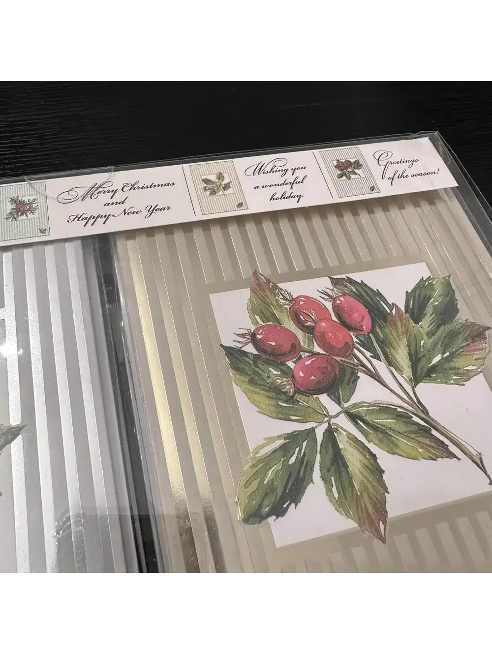 Vintage Holly & Oak Leaf Holiday Cards Assorted 4 Designs 20 Ct Sealed